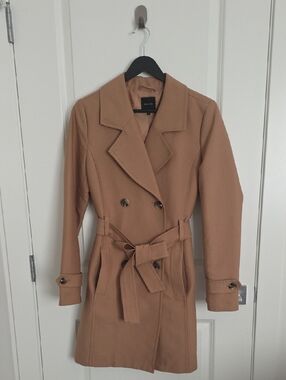 RW&CO. Camel Double-Breasted Belted Trench Coat
